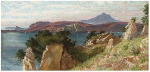 Cicero's Villa and the Bay of Baiae painted by Edith Corbet in 1909