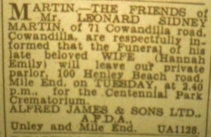 Funeral Notice for Emily Martin